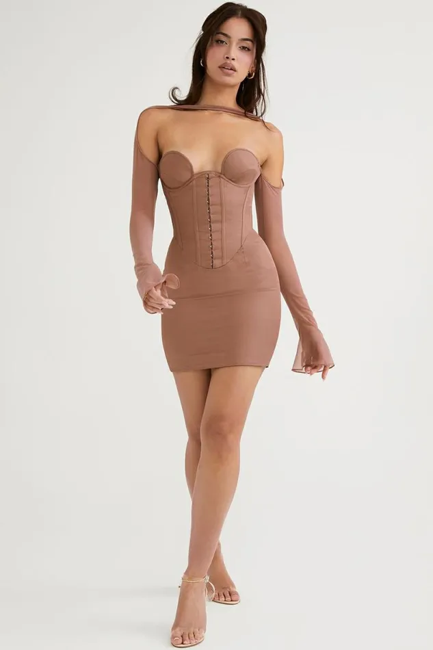 Women Mayara Mocha Structured Corset Mini Dress House Of CB Dresses Women Mayara Mocha Structured Corset Mini Dress House Of CB Dresses