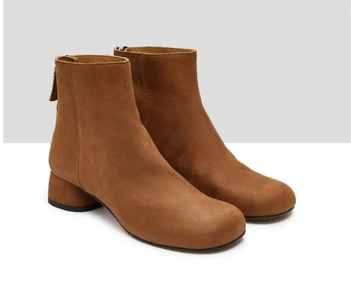 Women Medium Heel Audley Shoes Low Heel Leather Booties Karel Brown