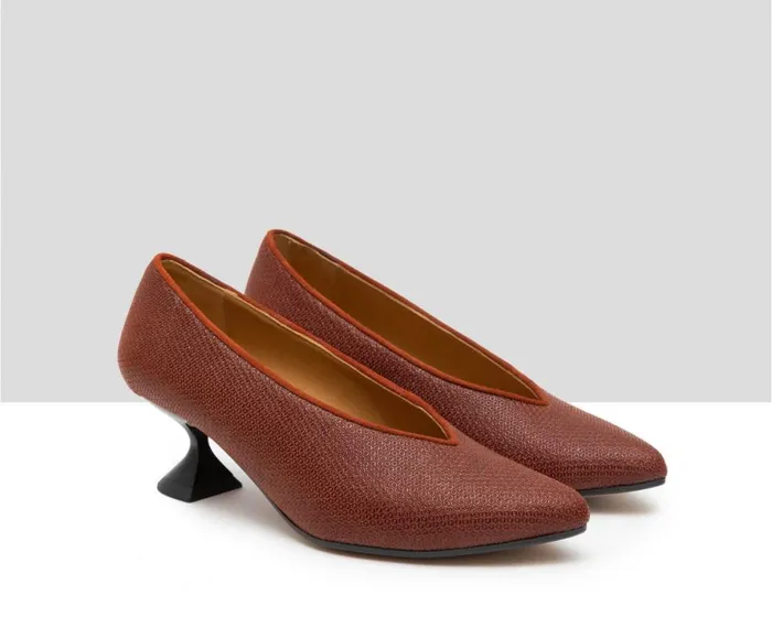 Women Medium Heel Audley Shoes Low Heel Leather Shoe Gilda Orange