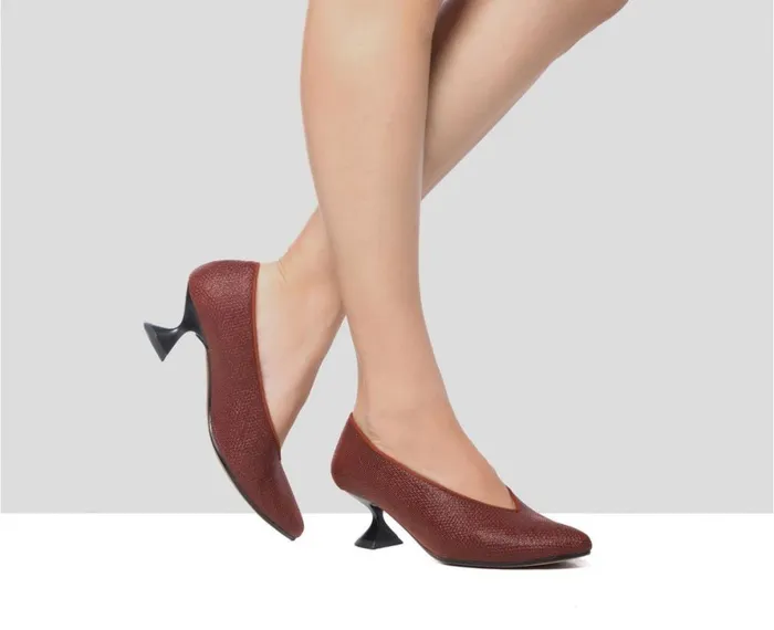 Women Medium Heel Audley Shoes Low Heel Leather Shoe Gilda Orange