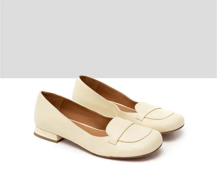 Women Medium Heel Audley Shoes Low Heel Leather Shoe Hila Yellow