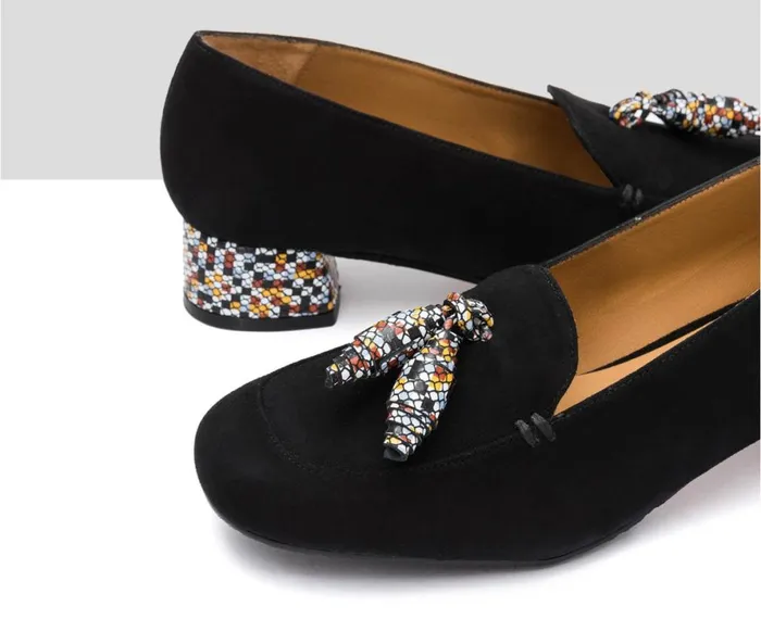 Women Medium Heel Audley Shoes Low Heel Leather Shoe Idina Black