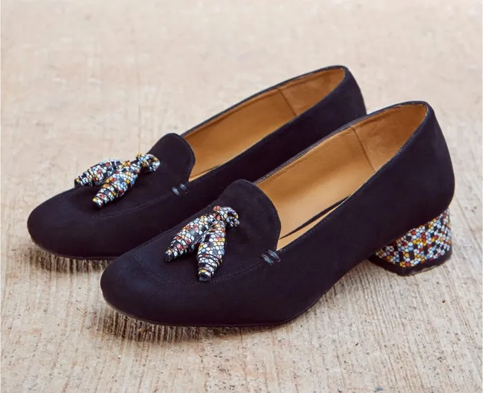 Women Medium Heel Audley Shoes Low Heel Leather Shoe Idina Black