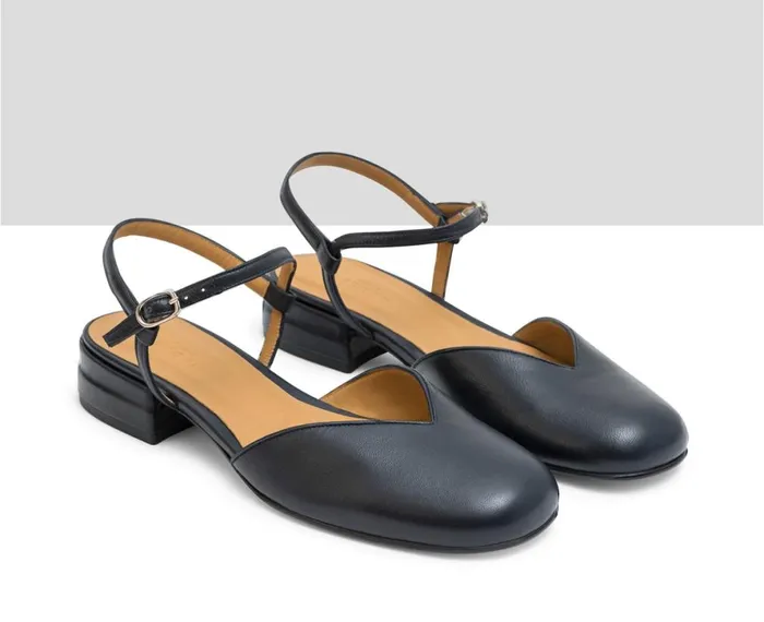 Women Medium Heel Audley Shoes Low Heel Leather Shoe Jeimy Blue