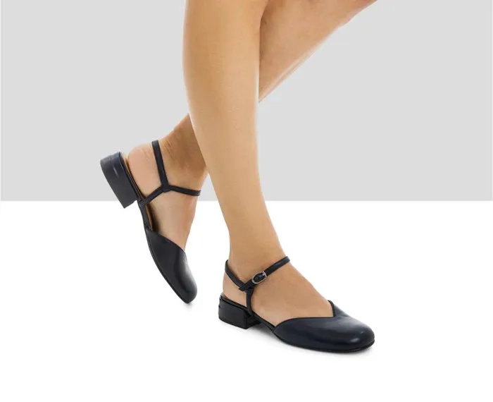 Women Medium Heel Audley Shoes Low Heel Leather Shoe Jeimy Blue