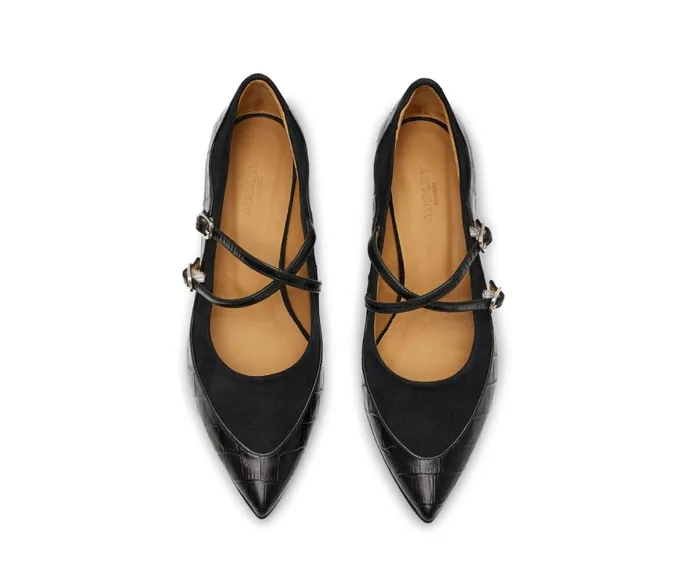 Women Medium Heel Audley Shoes Low Heel Leather Shoe Kania Black