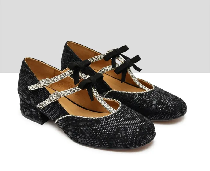 Women Medium Heel Audley Shoes Low Heel Leather Shoe Karis Black