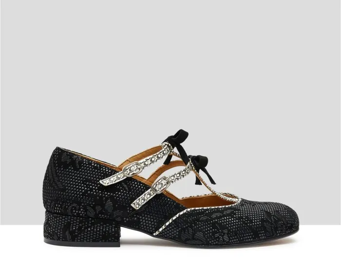 Women Medium Heel Audley Shoes Low Heel Leather Shoe Karis Black