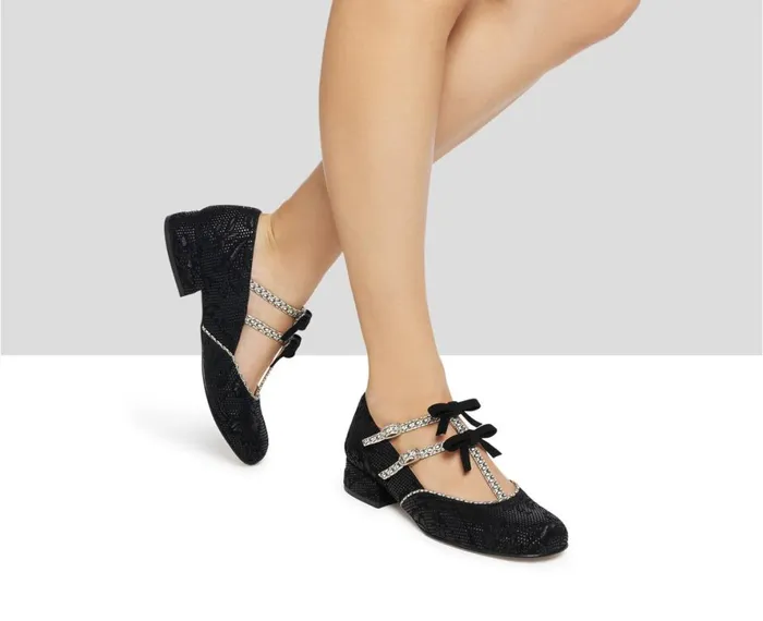 Women Medium Heel Audley Shoes Low Heel Leather Shoe Karis Black
