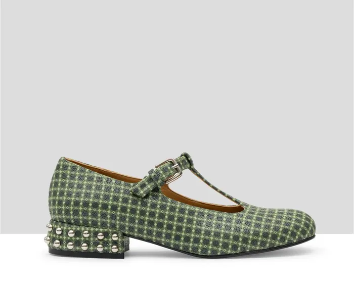 Women Medium Heel Audley Shoes Low Heel Leather Shoe Karla Green