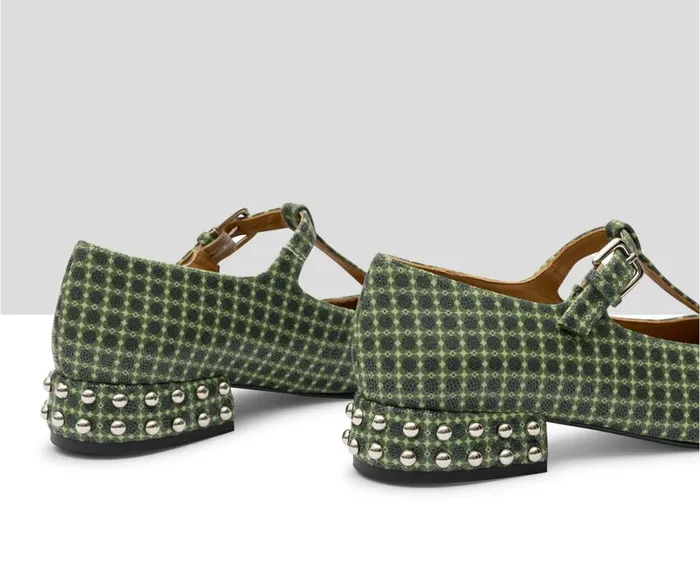 Women Medium Heel Audley Shoes Low Heel Leather Shoe Karla Green