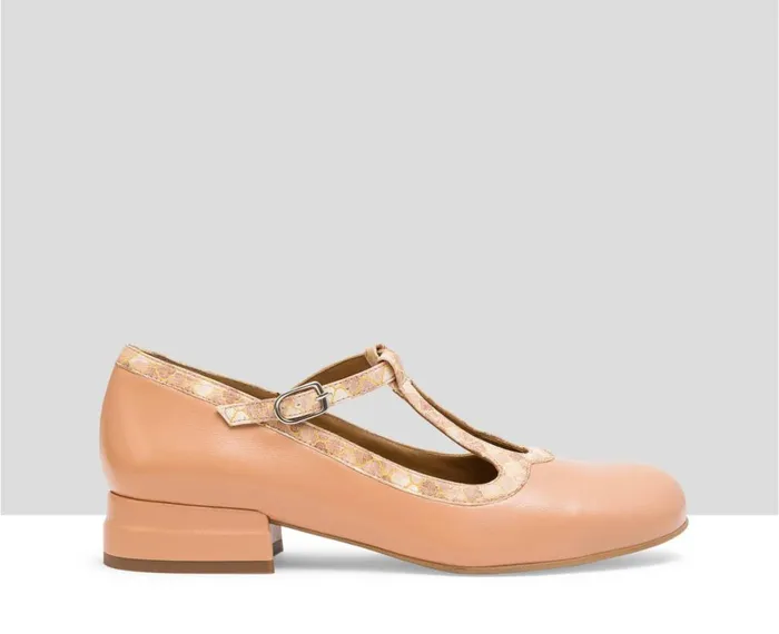 Women Medium Heel Audley Shoes Low Heel Leather Shoe Lais Orange