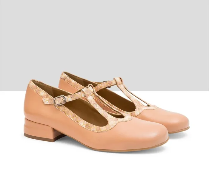 Women Medium Heel Audley Shoes Low Heel Leather Shoe Lais Orange