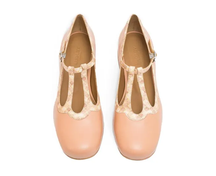 Women Medium Heel Audley Shoes Low Heel Leather Shoe Lais Orange