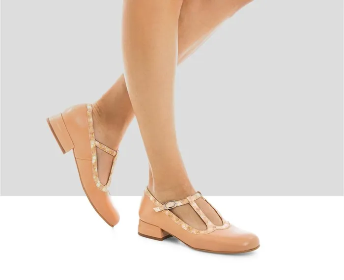 Women Medium Heel Audley Shoes Low Heel Leather Shoe Lais Orange