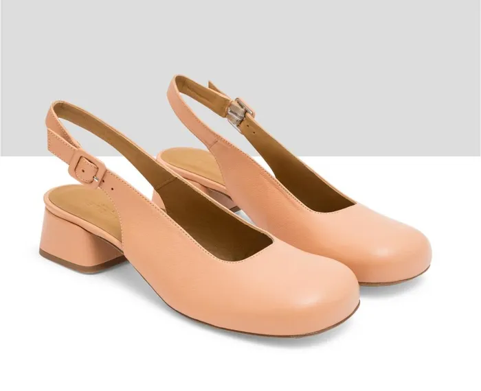 Women Medium Heel Audley Shoes Low Heel Leather Shoe Leni Orange