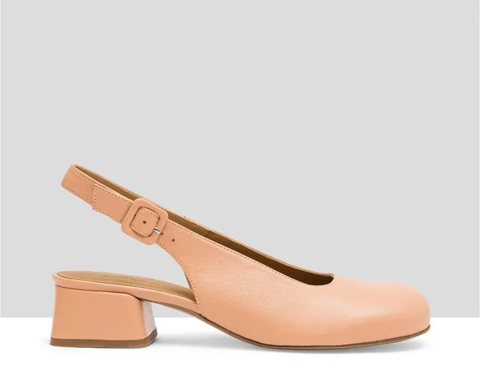 Women Medium Heel Audley Shoes Low Heel Leather Shoe Leni Orange