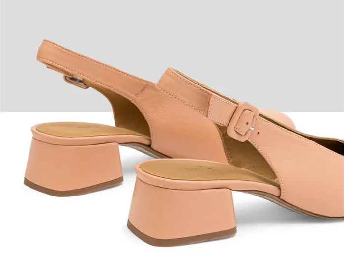 Women Medium Heel Audley Shoes Low Heel Leather Shoe Leni Orange