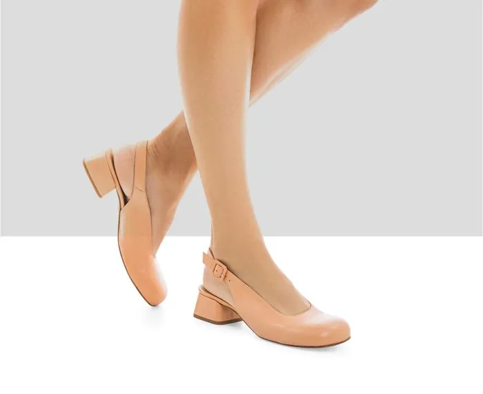 Women Medium Heel Audley Shoes Low Heel Leather Shoe Leni Orange