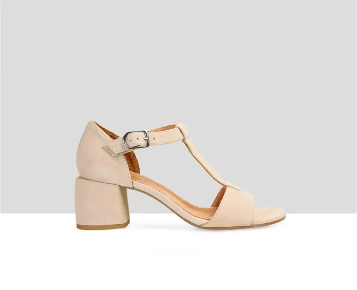 Women Medium Heel Audley Shoes Medium Heel Leather Sandal Bambola Nude