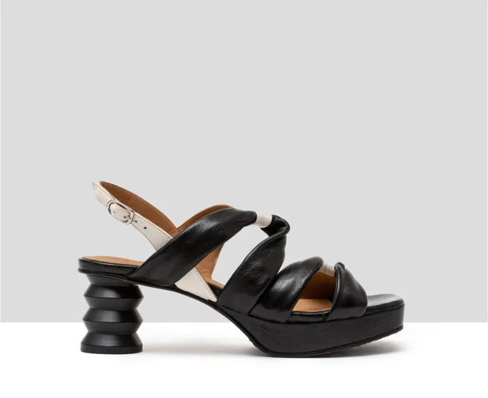 Women Medium Heel Audley Shoes Medium Heel Leather Sandal Feriel Black