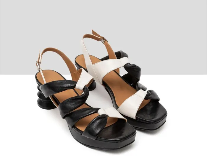 Women Medium Heel Audley Shoes Medium Heel Leather Sandal Feriel Black