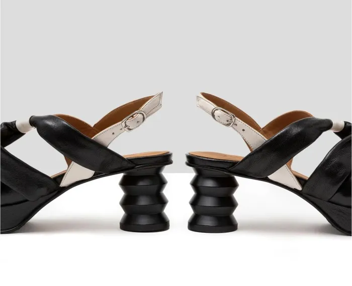 Women Medium Heel Audley Shoes Medium Heel Leather Sandal Feriel Black
