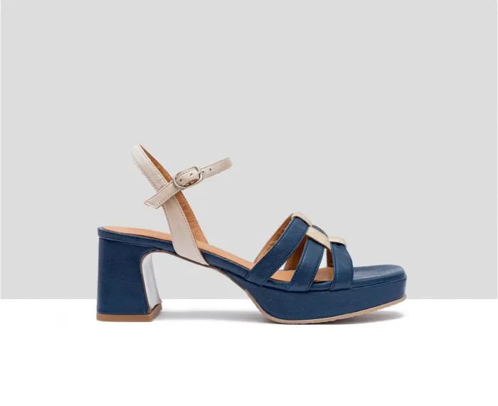 Women Medium Heel Audley Shoes Medium Heel Leather Sandal Fiodora Beige