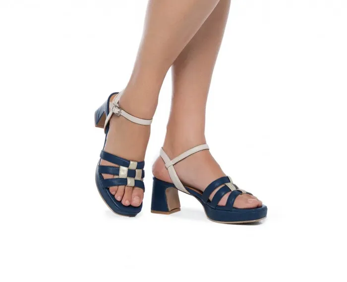 Women Medium Heel Audley Shoes Medium Heel Leather Sandal Fiodora Beige