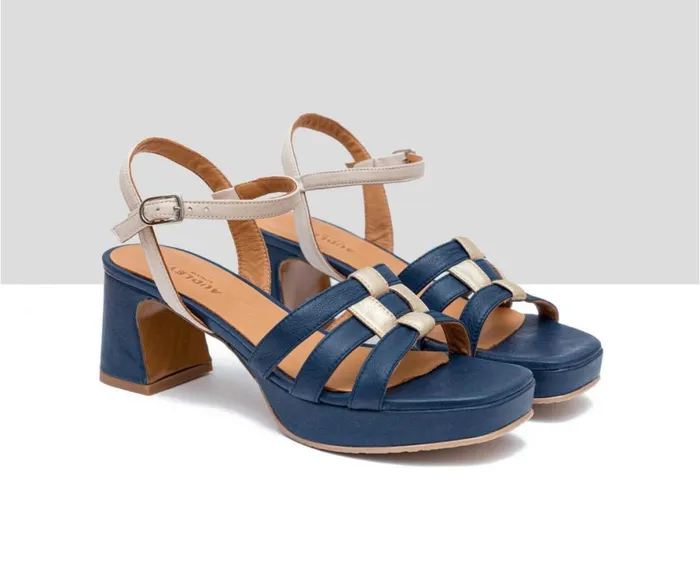 Women Medium Heel Audley Shoes Medium Heel Leather Sandal Fiodora Beige