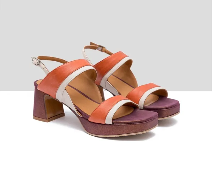 Women Medium Heel Audley Shoes Medium Heel Leather Sandal Fraterna Beige