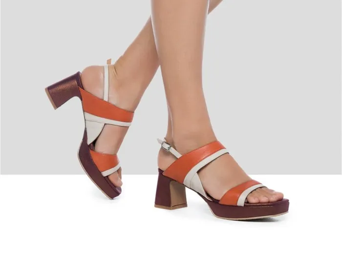 Women Medium Heel Audley Shoes Medium Heel Leather Sandal Fraterna Beige