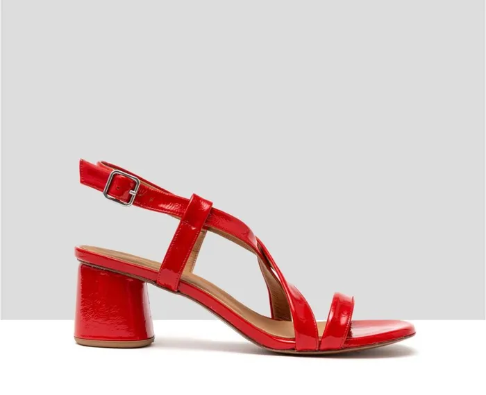 Women Medium Heel Audley Shoes Medium Heel Leather Sandal Hasini Red