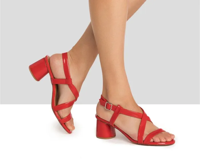 Women Medium Heel Audley Shoes Medium Heel Leather Sandal Hasini Red