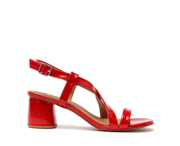 Women Medium Heel Audley Shoes Medium Heel Leather Sandal Hasini Red