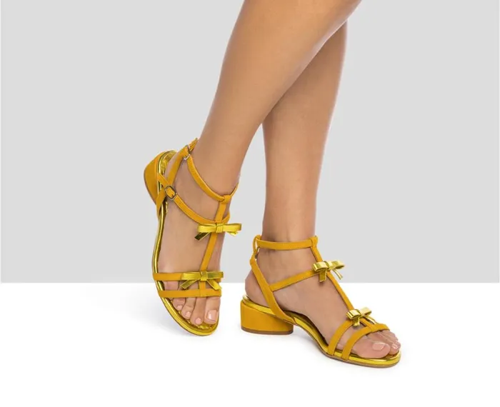 Women Medium Heel Audley Shoes Medium Heel Leather Sandal Helma Metallic