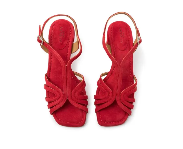 Women Medium Heel Audley Shoes Medium Heel Leather Sandal Hina Red
