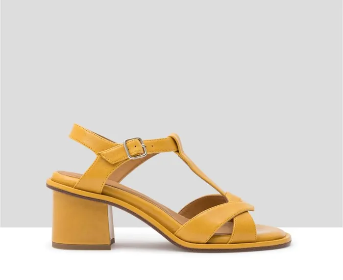 Women Medium Heel Audley Shoes Medium Heel Leather Sandal Jimena Mustard