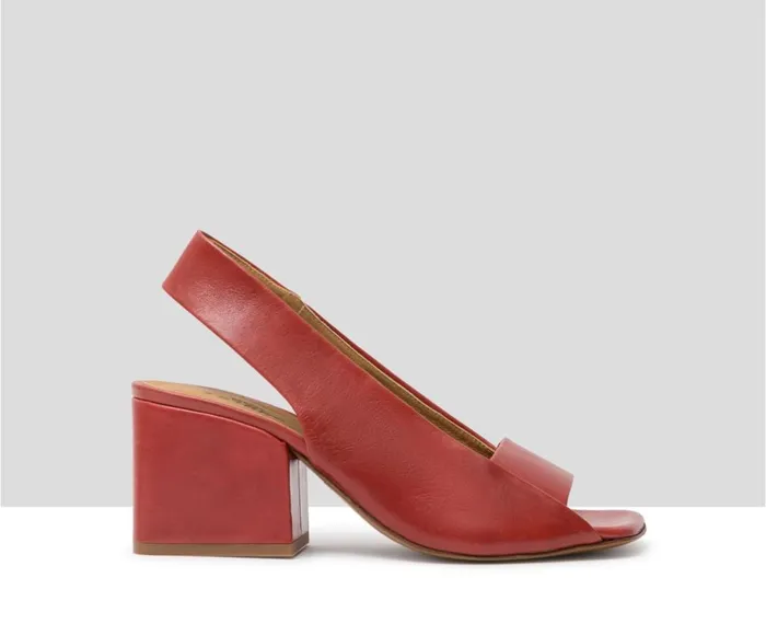 Women Medium Heel Audley Shoes Medium Heel Leather Sandal Julia Red