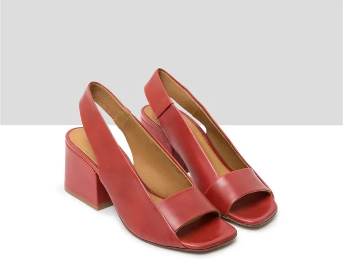 Women Medium Heel Audley Shoes Medium Heel Leather Sandal Julia Red