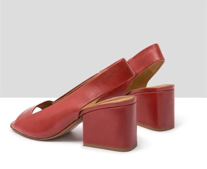 Women Medium Heel Audley Shoes Medium Heel Leather Sandal Julia Red