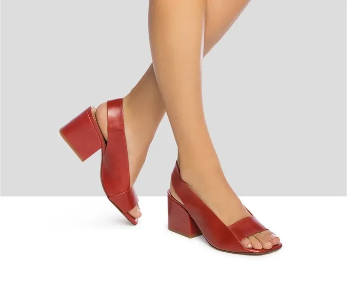 Women Medium Heel Audley Shoes Medium Heel Leather Sandal Julia Red