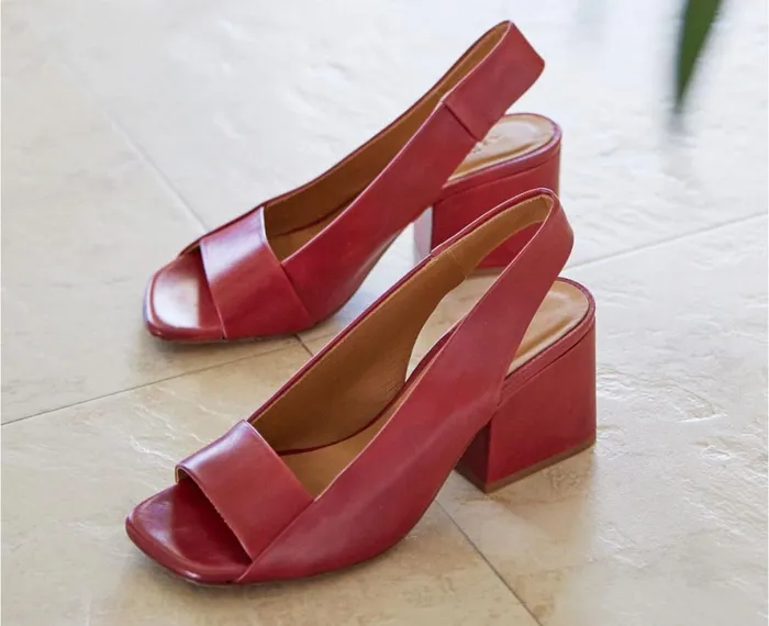 Women Medium Heel Audley Shoes Medium Heel Leather Sandal Julia Red