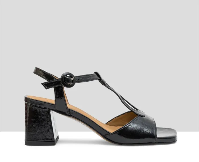 Women Medium Heel Audley Shoes Medium Heel Leather Sandal Lucca Black