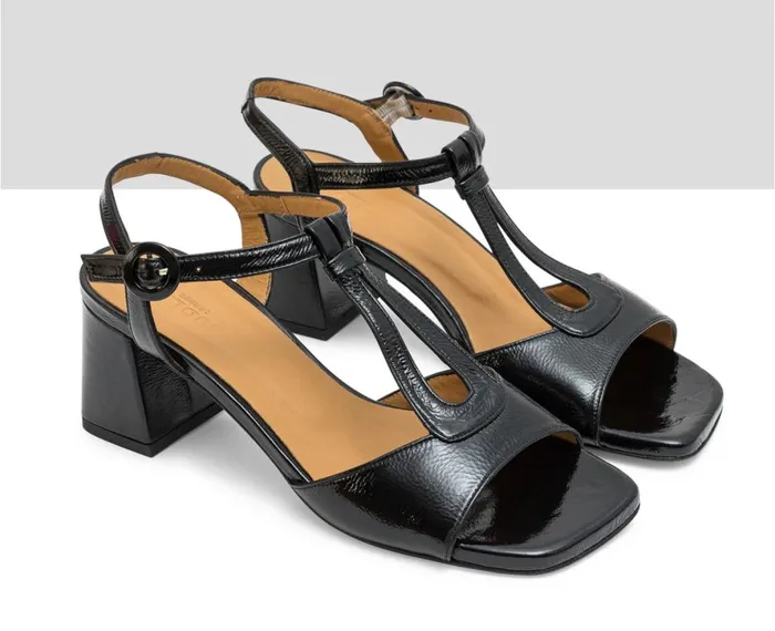 Women Medium Heel Audley Shoes Medium Heel Leather Sandal Lucca Black