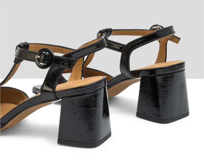 Women Medium Heel Audley Shoes Medium Heel Leather Sandal Lucca Black