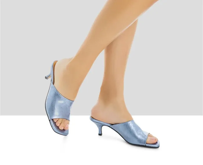 Women Medium Heel Audley Shoes Medium Heel Leather Sandal Lucila Blue