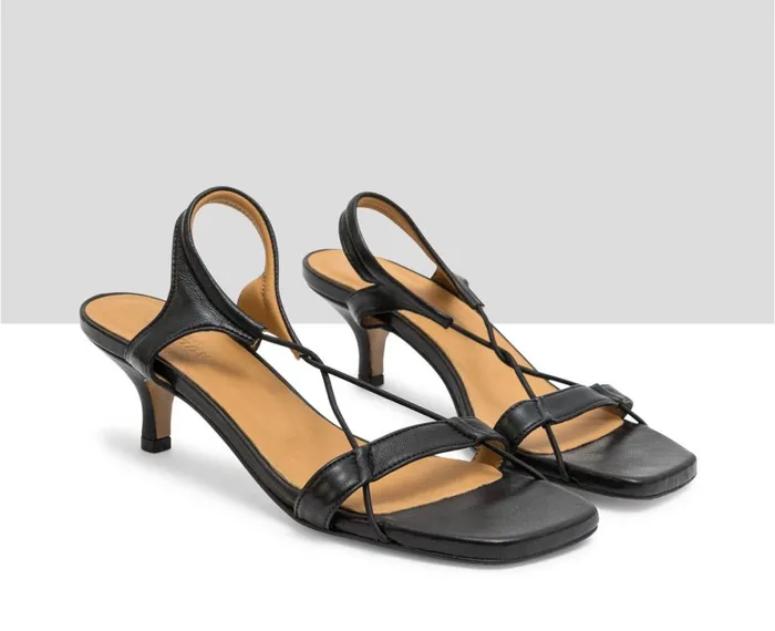 Women Medium Heel Audley Shoes Medium Heel Leather Sandal Lujan Black