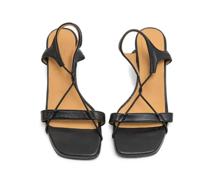 Women Medium Heel Audley Shoes Medium Heel Leather Sandal Lujan Black