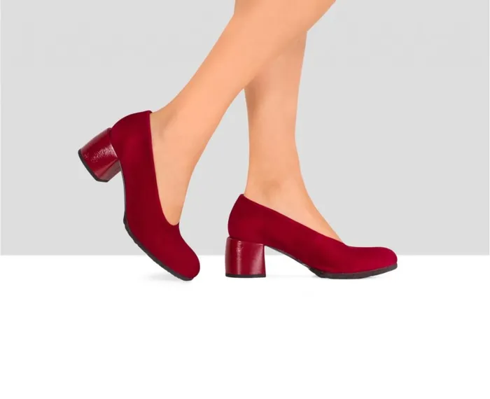 Women Medium Heel Audley Shoes Medium Heel Leather Shoe Candice Red